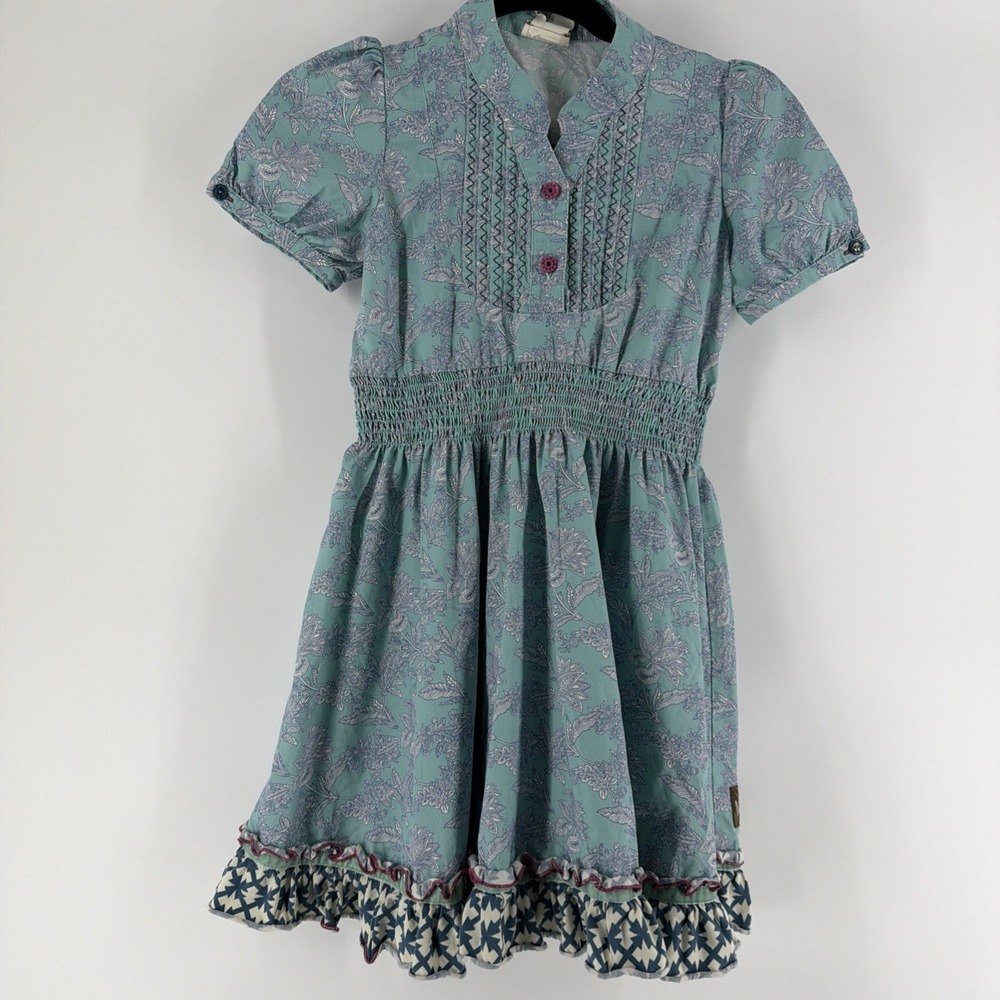 Matilda Jane Tidal Toile Smocked Ruffle Dress Size 10 Boho Western‎